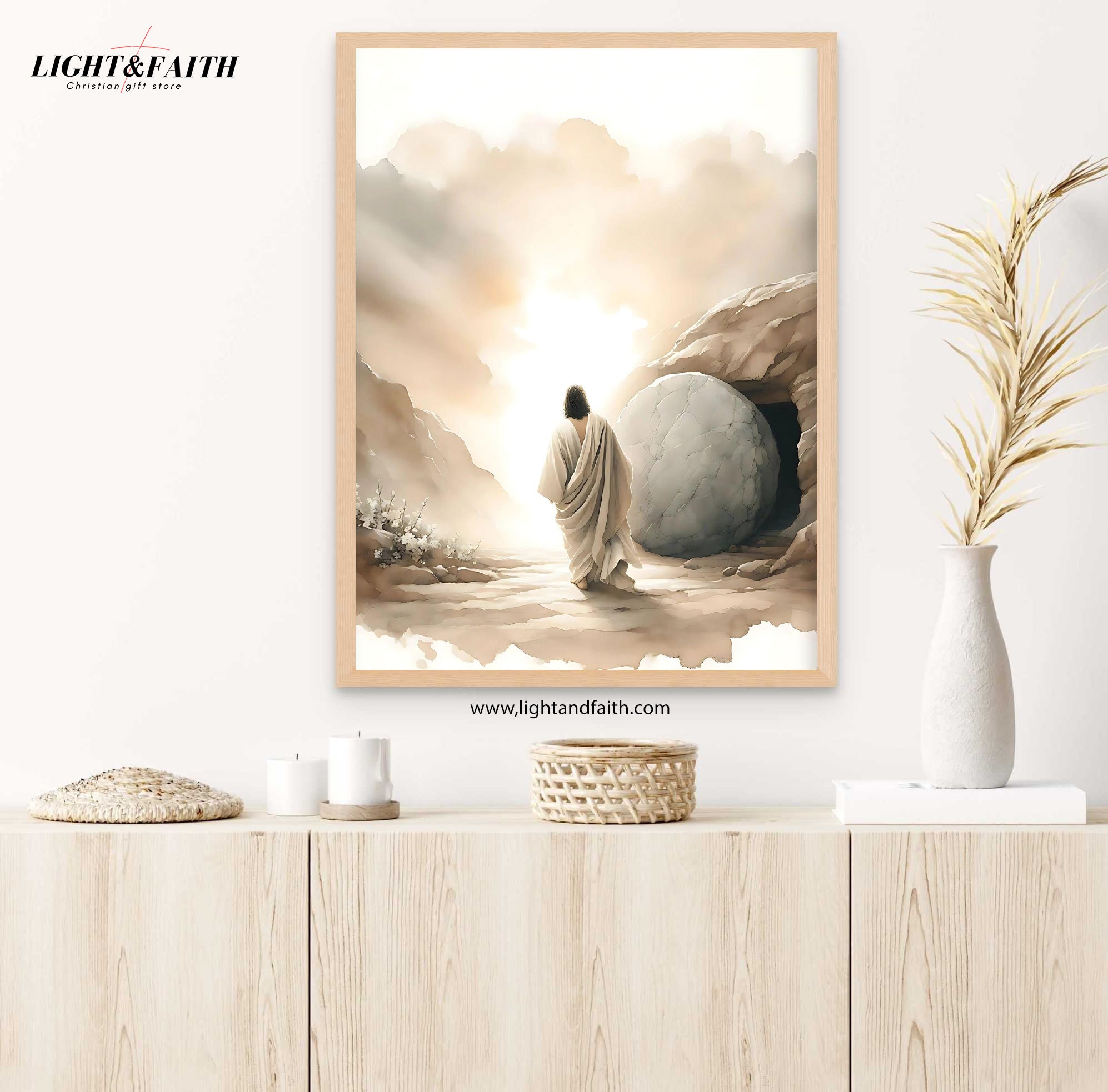 He is Risen Wall Art Poster, Jesus Painting Easter Scripture Poster, Jesus Resurrection Poster, Bible Art Poster